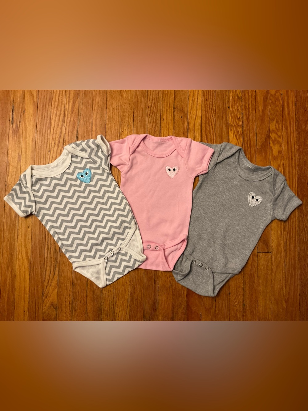 Set of 3 Baby Onesies (3-6 mos) PLAY Comme des Garçons 100% cotton snap